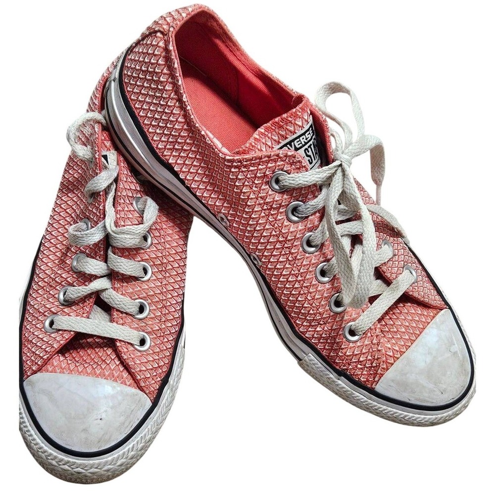 Converse Chuck Taylor All Star Low Top Coral Pink Textured Woven 555855F Women 8